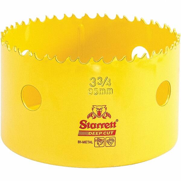 Starrett - 3-3/4" Diam, 2" Cutting Depth, Hole Saw - High Speed Steel Saw, Toothed Edge - Strong Tooling