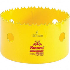 Starrett - 4" Diam, 2" Cutting Depth, Hole Saw - High Speed Steel Saw, Toothed Edge - Strong Tooling