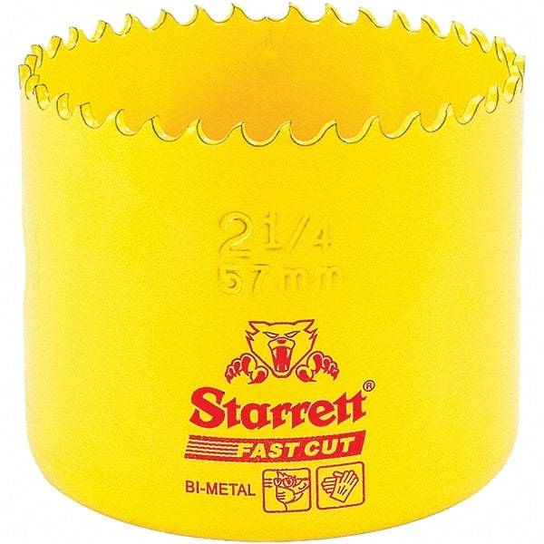 Starrett - 2-1/4" Diam, 1-5/8" Cutting Depth, Hole Saw - High Speed Steel Saw, Toothed Edge - Strong Tooling