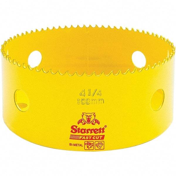 Starrett - 4-1/4" Diam, 1-5/8" Cutting Depth, Hole Saw - High Speed Steel Saw, Toothed Edge - Strong Tooling