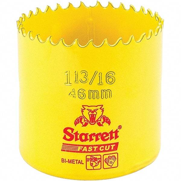 Starrett - 1-13/16" Diam, 1-5/8" Cutting Depth, Hole Saw - High Speed Steel Saw, Toothed Edge - Strong Tooling