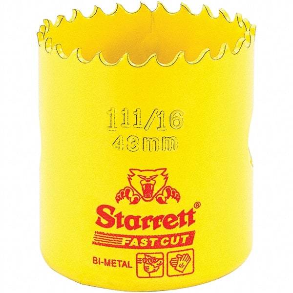 Starrett - 1-11/16" Diam, 1-5/8" Cutting Depth, Hole Saw - High Speed Steel Saw, Toothed Edge - Strong Tooling