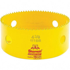 Starrett - 4-3/8" Diam, 1-5/8" Cutting Depth, Hole Saw - High Speed Steel Saw, Toothed Edge - Strong Tooling