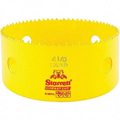 Starrett - 4-1/8" Diam, 1-5/8" Cutting Depth, Hole Saw - High Speed Steel Saw, Toothed Edge - Strong Tooling