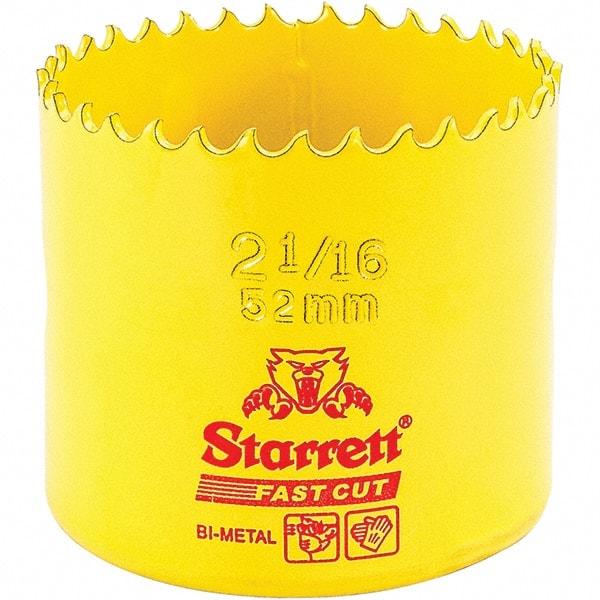 Starrett - 2-1/16" Diam, 1-5/8" Cutting Depth, Hole Saw - High Speed Steel Saw, Toothed Edge - Strong Tooling