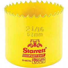 Starrett - 2-1/16" Diam, 1-5/8" Cutting Depth, Hole Saw - High Speed Steel Saw, Toothed Edge - Strong Tooling