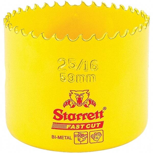 Starrett - 2-5/16" Diam, 1-5/8" Cutting Depth, Hole Saw - High Speed Steel Saw, Toothed Edge - Strong Tooling