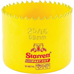 Starrett - 2-5/16" Diam, 1-5/8" Cutting Depth, Hole Saw - High Speed Steel Saw, Toothed Edge - Strong Tooling