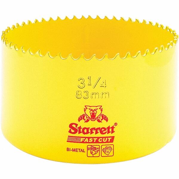 Starrett - 3-1/4" Diam, 1-5/8" Cutting Depth, Hole Saw - High Speed Steel Saw, Toothed Edge - Strong Tooling