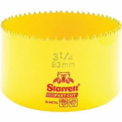 Starrett - 3-1/4" Diam, 1-5/8" Cutting Depth, Hole Saw - High Speed Steel Saw, Toothed Edge - Strong Tooling