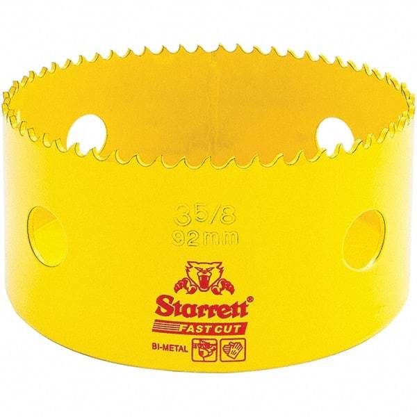 Starrett - 3-5/8" Diam, 1-5/8" Cutting Depth, Hole Saw - High Speed Steel Saw, Toothed Edge - Strong Tooling