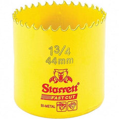 Starrett - 1-3/4" Diam, 1-5/8" Cutting Depth, Hole Saw - High Speed Steel Saw, Toothed Edge - Strong Tooling