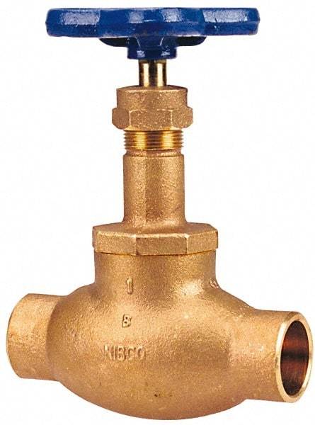 NIBCO - 1-1/2" Pipe, Soldered Ends, Bronze Integral Globe Valve - PTFE Disc, Screw-In Bonnet, 200 psi WOG, 125 psi WSP, Class 125 - Strong Tooling