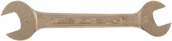 Ampco - 13mm x 15mm Nonsparking Open End Wrench - 5-3/4" OAL, Double End, Plain Finish - Strong Tooling