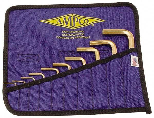 Ampco - 10 Piece L-Key Hex Key Set - Hex Range 1/16 to 3/8", Beryllium Copper - Strong Tooling