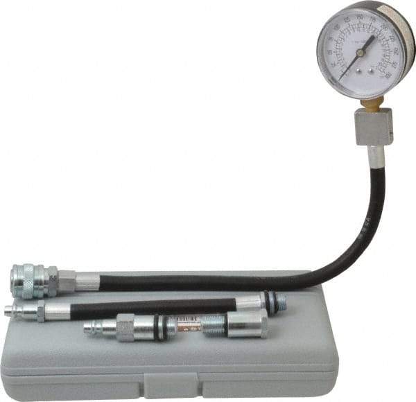 Value Collection - 12" Hose Length, 0 to 300 psi, Mechanical Automotive Compression Tester - 5 Lb Graduation, Steel - Strong Tooling