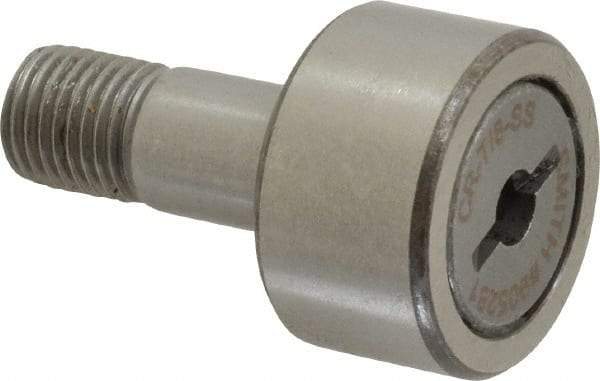 Accurate Bushing - 7/8" Roller Diam x 1/2" Width, 3/8" Stud Diam x 7/8" Length, Stud Cam Follower - Stainless Steel, 3/8" Thread Length, 3/8-24 Thread, 1-3/8" OAL, 1,245 Lb Dynamic Cap - Strong Tooling