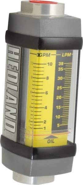 Hedland - 3/4" NPTF Port Oil & Petroleum-Based Liquid Flowmeter - 3000 Max psi, 1 to 10 GPM, Anodized Aluminum - Strong Tooling