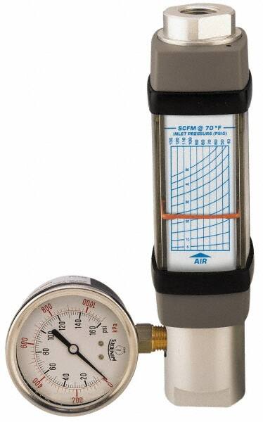 Hedland - 3/4" NPTF Port Compressed Air & Gas Flowmeter - 600 Max psi, 25 SCFM, Anodized Aluminum - Strong Tooling