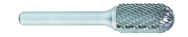 SC-5 -- 1/2 x 1 LOC x 1/4 Shank x 2 OAL Cylindrical Ball Nose Carbide Medium Tough Cut Burr - Strong Tooling