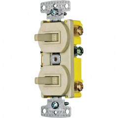 Hubbell Wiring Device-Kellems - Combination Wall Switch & Receptacles Combination Switch/Receptacle Type: Toggle Switch Color: Ivory - Strong Tooling