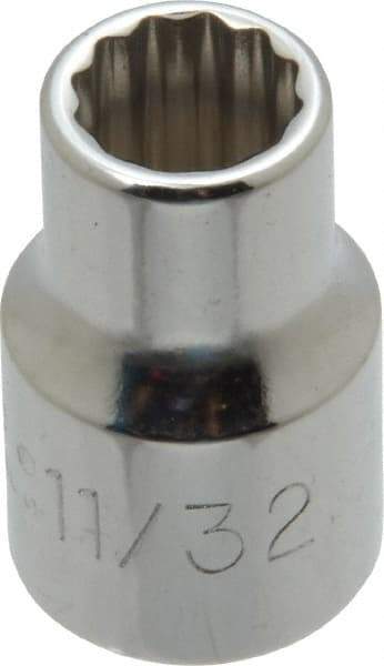 Proto - 11/32", 3/8" Drive, Standard Hand Socket - 12 Points, 1-3/32" OAL, Alloy Steel, Chrome Finish - Strong Tooling