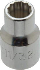 Proto - 11/32", 3/8" Drive, Standard Hand Socket - 12 Points, 1-3/32" OAL, Alloy Steel, Chrome Finish - Strong Tooling