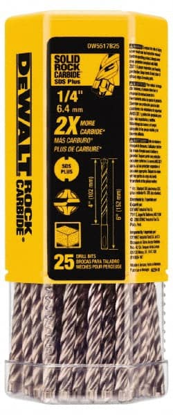 DeWALT - 1/4" Diam, SDS-Plus Shank, Carbide-Tipped Rotary & Hammer Drill Bit - Strong Tooling