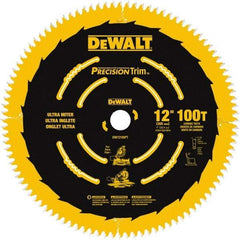 DeWALT - 12" Diam, 1" Arbor Hole Diam, 100 Tooth Wet & Dry Cut Saw Blade - Carbide-Tipped, Crosscutting Action, Standard Round Arbor - Strong Tooling