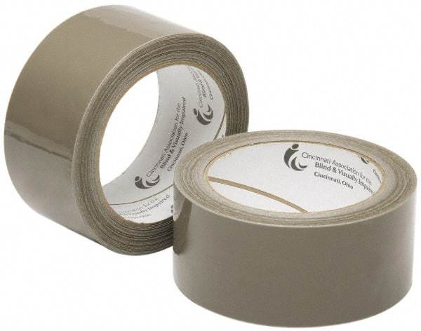 Ability One - 2" x 60 Yd Tan Hot Melt Adhesive Sealing Tape - Polypropylene Film Backing, 3.1 mil Thick - Strong Tooling