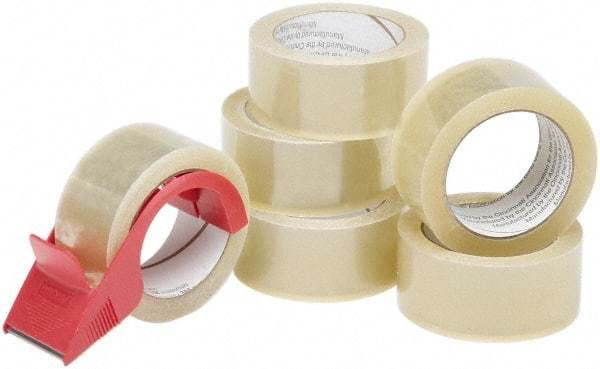 Ability One - 2" x 55 Yd Clear Hot Melt Adhesive Sealing Tape - Polypropylene Film Backing, 3.1 mil Thick - Strong Tooling