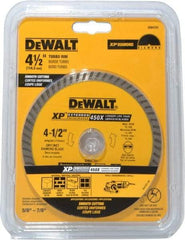 DeWALT - 4-1/2" Diam, 7/8" Arbor Hole Diam, Wet & Dry Cut Saw Blade - Diamond-Tipped, Standard Round Arbor - Strong Tooling