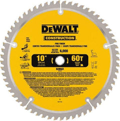 DeWALT - 10" Diam, 5/8" Arbor Hole Diam, 60 Tooth Wet & Dry Cut Saw Blade - Carbide-Tipped, Fine Finishing Action, Standard Round Arbor - Strong Tooling