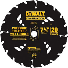 DeWALT - 7-1/4" Diam, 20 Tooth Wet & Dry Cut Saw Blade - Tungsten Carbide-Tipped, Standard Round Arbor - Strong Tooling