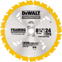 DeWALT - 8-1/4" Diam, 5/8" Arbor Hole Diam, 24 Tooth Wet & Dry Cut Saw Blade - Tungsten Carbide-Tipped, Smooth Action, Diamond Arbor - Strong Tooling