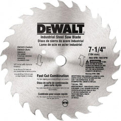 DeWALT - 7-1/4" Diam, 20 Tooth Wet & Dry Cut Saw Blade - Steel, Standard Round Arbor - Strong Tooling