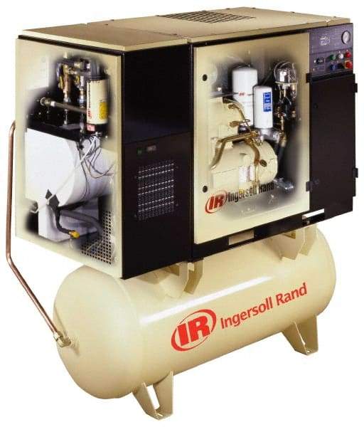 Ingersoll-Rand - 15 hp, 120 Gal Stationary Electric Rotary Screw Air Compressor - Three Phase, 150 Max psi, 50 CFM, 230 Volt - Strong Tooling