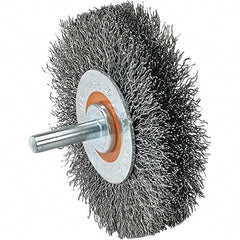 WALTER Surface Technologies - 2" OD, 1/4" Shank Diam, Crimped Steel Wheel Brush - 5/8" Face Width, 0.0118" Filament Diam, 25,000 RPM - Strong Tooling