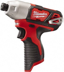 Milwaukee Tool - 12 Volt, 1/4" Drive, 1,000 In/Lb Torque, Cordless Impact Driver - Pistol Grip Handle, 2500 RPM, Lithium-Ion, Bare Tool - Strong Tooling