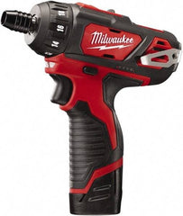 Milwaukee Tool - 12 Volts, Lithium-Ion Battery, Pistol Grip Cordless Screwdriver - 2 Speeds, 400 and 1,500 RPM, 275 Inch/Lbs. Torque - Strong Tooling