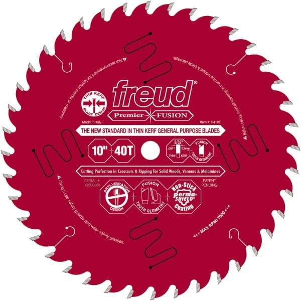 Freud - 10" Diam, 5/8" Arbor Hole Diam, 40 Tooth Wet & Dry Cut Saw Blade - Carbide-Tipped, Standard Round Arbor - Strong Tooling