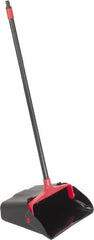 PRO-SOURCE - 13" Wide x 5" Deep x 38" High Upright Dustpan - Plastic Body, 33" Handle, Black, with Wheels - Strong Tooling