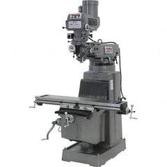 Jet - 10" Table Width x 50" Table Length, Variable Speed Pulley Control, 3 Phase Knee Milling Machine - R8 Spindle Taper, 3 hp - Strong Tooling