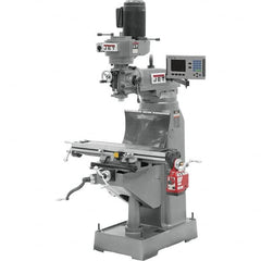 Jet - 7-7/8" Table Width x 35-3/4" Table Length, Step Pulley Control, 1 Phase Knee Milling Machine - R8 Spindle Taper, 1-1/2 hp - Strong Tooling