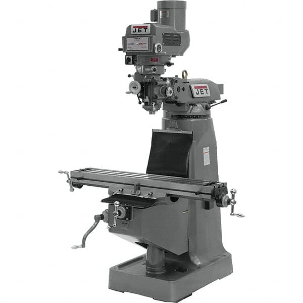 Jet - 9" Table Width x 42" Table Length, Variable Speed Pulley Control, 3 Phase Knee Milling Machine - R8 Spindle Taper, 3 hp - Strong Tooling