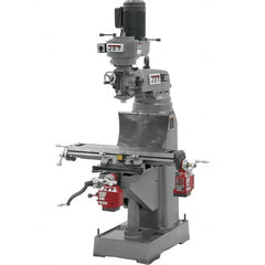 Jet - 7-7/8" Table Width x 35-3/4" Table Length, Step Pulley Control, 3 Phase Knee Milling Machine - R8 Spindle Taper, 1-1/2 hp - Strong Tooling