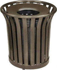 Rubbermaid - 36 Gal Bronze Round Decorative Waste Receptacle With Top - Steel, 826mm High - Strong Tooling