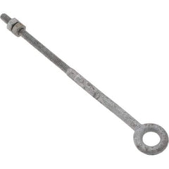 Value Collection - 500 Lb Capacity, Steel, 1/4-20 Thread, Fixed Lifting Eye Bolt - Partially Threaded, 7" Shank, No Shoulder - Strong Tooling