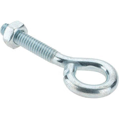 Value Collection - 1/4-20, Zinc-Plated Finish, Steel Wire Turned Eye Bolt - 1-1/4" Thread Length, 1/2" ID, 1-1/2" Shank Length - Strong Tooling