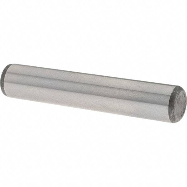 Value Collection - 3/8" Diam x 2" Pin Length Grade 8 Alloy Steel Standard Dowel Pin - C 50-58 Hardness, 28,700 Lb Breaking Strength, 1 Beveled & 1 Rounded End - Strong Tooling